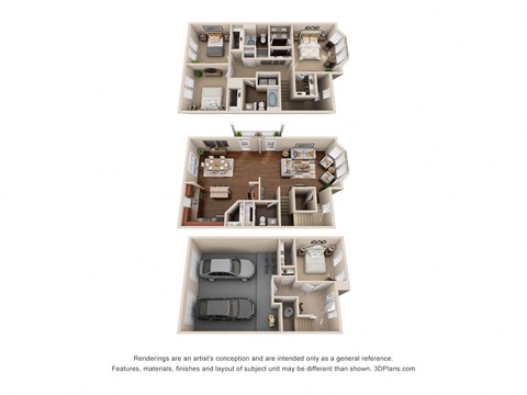 Floor plan for 4 beds, 2.5 baths, 2206 sqft